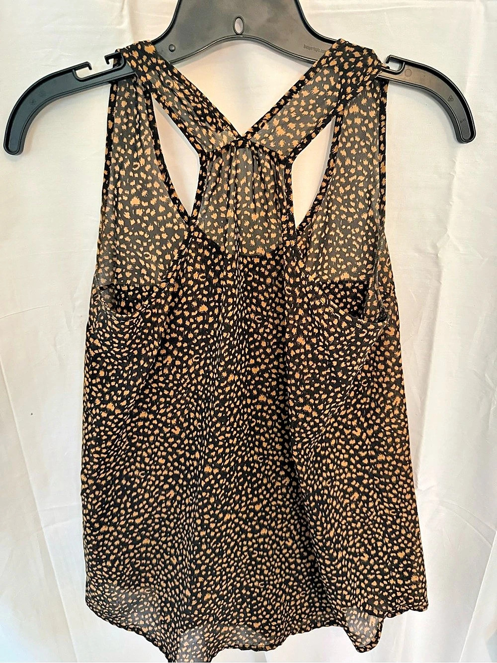 Animal Print Sleeveless Blouse in Black & Brown Small Like N